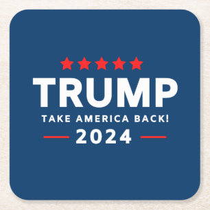 Donald Trump 2024 Ta Amerika tillbaka Underlägg Papper Kvadrat
