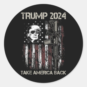 Donald Trump 2024 Ta Amerika tillbaka USA flagga G Runt Klistermärke