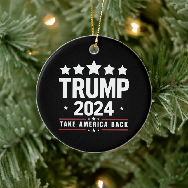 Donald Trump 2024 Ta Amerika tillbaka valet Julgransprydnad Keramik (Träd)