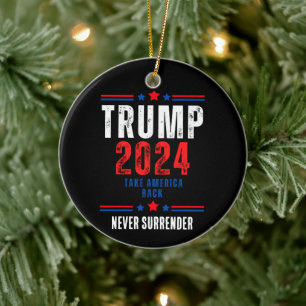 Donald Trump 2024 Ta Amerika tillbaka valet Julgransprydnad Keramik