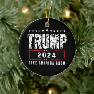 Donald Trump 2024 Ta tillbaka Amerika-valet Julgransprydnad Keramik