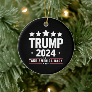 Donald Trump 2024 Ta tillbaka Amerika-valet Julgransprydnad Keramik