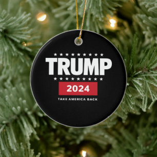 Donald Trump 2024 Ta tillbaka Amerika-valet Julgransprydnad Keramik