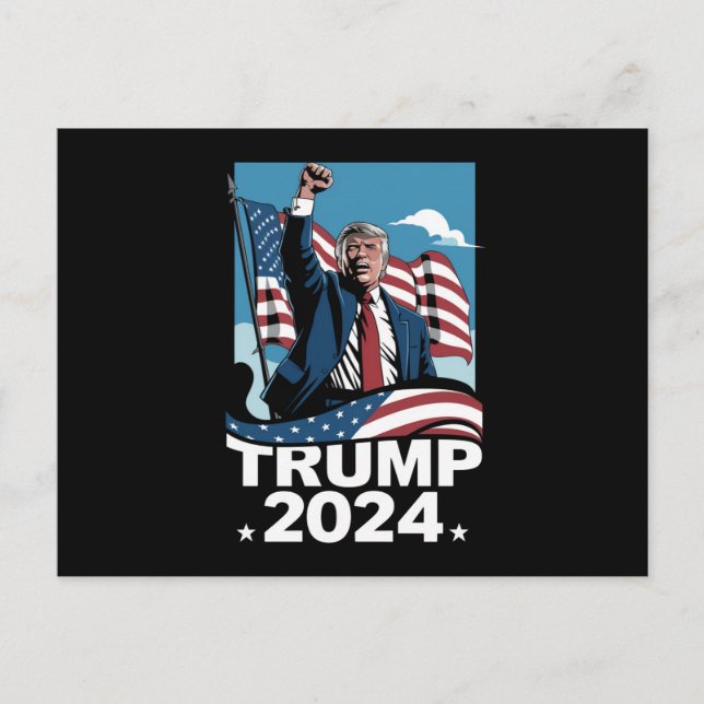 Donald Trump 2024 US Val American Flagga Vykort (Framsida)