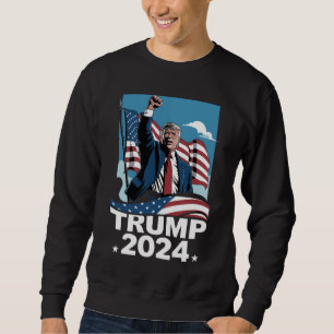 Donald Trump 2024 USA-valet Amerikansk flagga Lång Ärmad Tröja