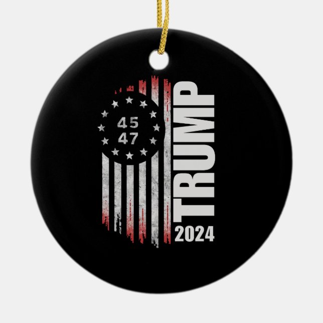 Donald Trump 2024 Val Omröstning 45 47 Amerikanska Julgransprydnad Keramik (Framsidan)