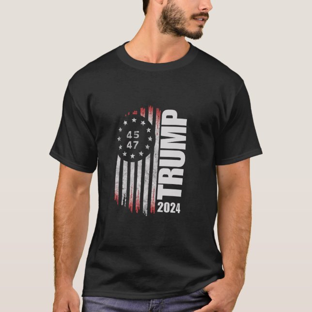 Donald Trump 2024 Val Omröstning 45 47 Amerikanska T Shirt (Framsida)