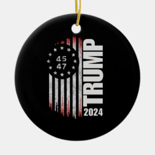 Donald Trump 2024 Valröstning 45 47 Amerikansk Julgransprydnad Keramik