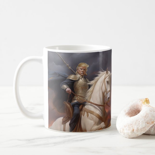 Donald Trump 2024 White Horse Knight Hero Funny AI Kaffemugg (Med munk)