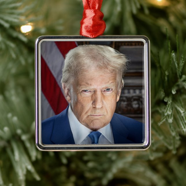 Donald Trump 2025 Amerikansk president Porträtt Julgransprydnad Metall (Träd)