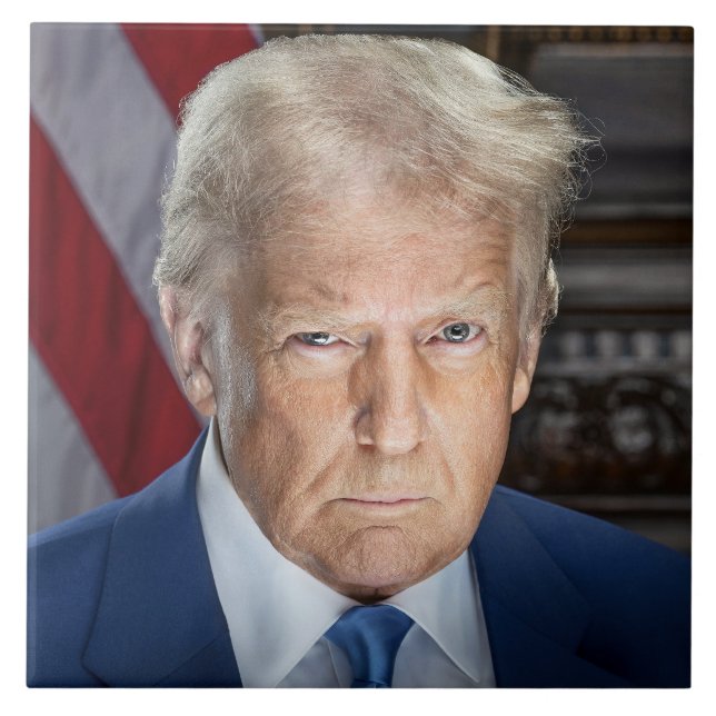 Donald Trump 2025 Amerikansk president Porträtt Kakelplatta (Framsidan)