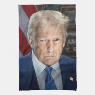 Donald Trump 2025 Amerikansk president Porträtt Kökshandduk