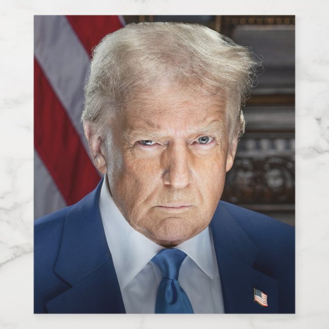 Donald Trump 2025 Amerikansk president Porträtt Vinflaska Etikett (Singel etikett)