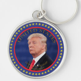 Donald Trump 45 president Rund Silverfärgad Nyckelring