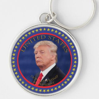 Donald Trump 45 president Rund Silverfärgad Nyckelring
