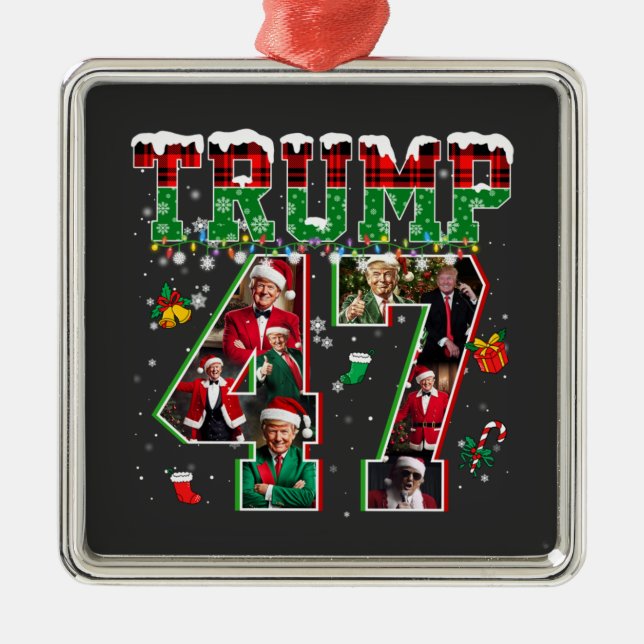 Donald Trump 47:e presidenten 2024 jultomten Julgransprydnad Metall (Framsidan)