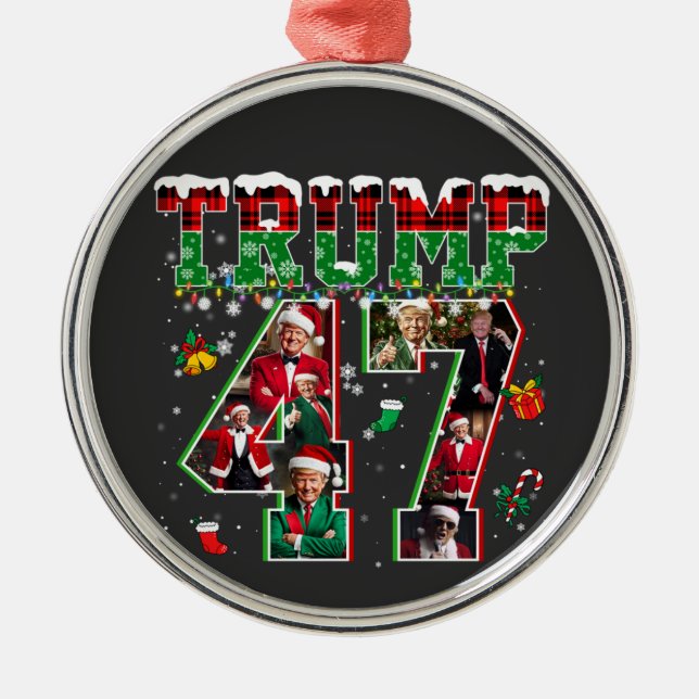 Donald Trump 47:e presidenten 2024 jultomten Julgransprydnad Metall (Framsidan)