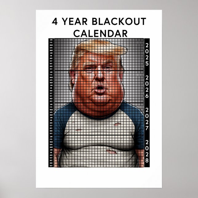 DONALD TRUMP 4 ÅRS BLACKOUT-KALENDER HUMOR POSTER (Framsidan)