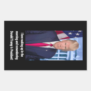 Donald Trump älskar jag att vakna upp i morgonen Rektangulärt Klistermärke