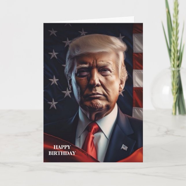 DONALD TRUMP AMERICAN FLAGGA BIRTHDAY CARD KORT (Framsida)