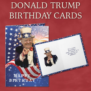 DONALD TRUMP AMERICAN FLAGGA BIRTHDAY CARD KORT