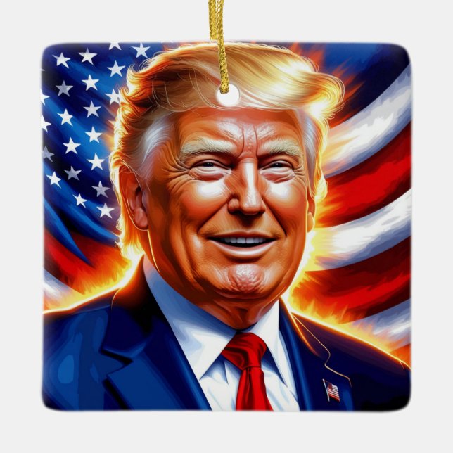 Donald Trump American Flagga jul Ornament (Framsida)