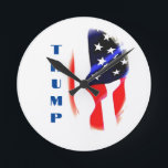 Donald Trump American Flagga Pop Art Rund Klocka<br><div class="desc">Amerikanska nationalsymboler och emblems - Flagga i Förenta staterna</div>