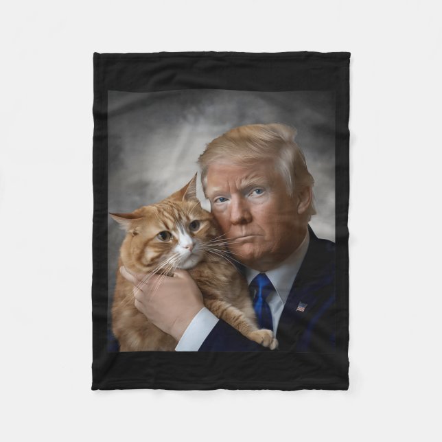 Donald Trump And Cat Funny Trump And Cat, Litical  Fleecefilt (Framsidan)