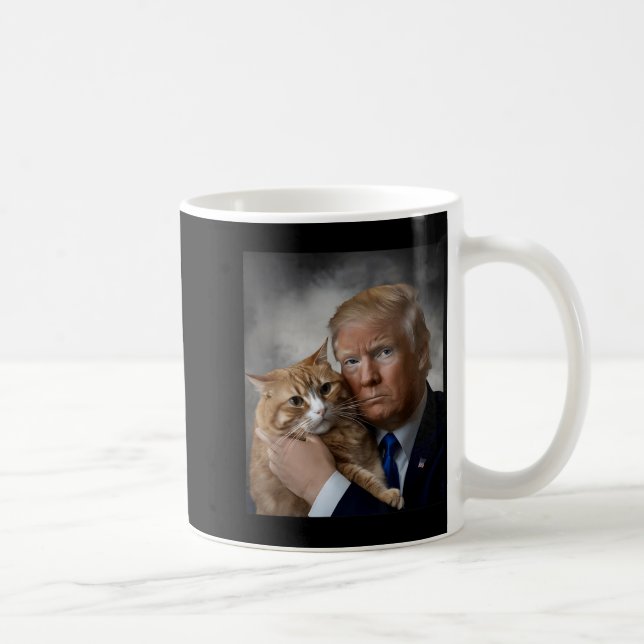 Donald Trump And Cat Funny Trump And Cat, Litical  Kaffemugg (Höger)