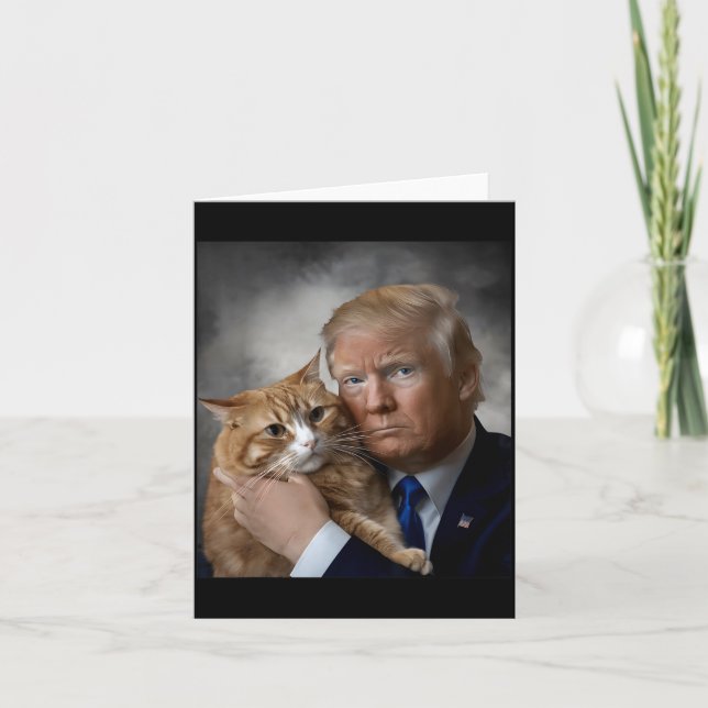 Donald Trump And Cat Funny Trump And Cat, Litical  Kort (Framsida)