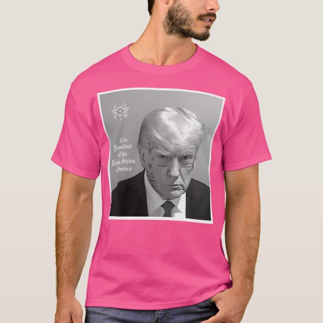 Donald Trump Ansikte Tattoo Mugshot T Shirt (Framsida)