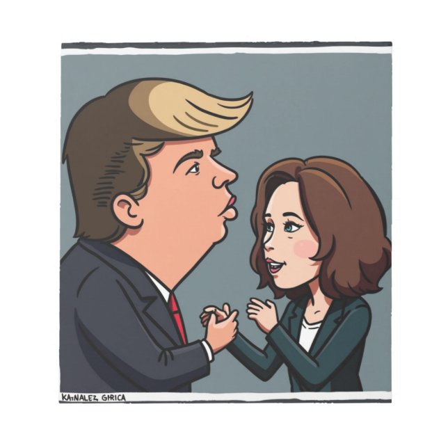 Donald Trump är Kamala Harris det avgörande valet. Anteckningsblock (Framsida)