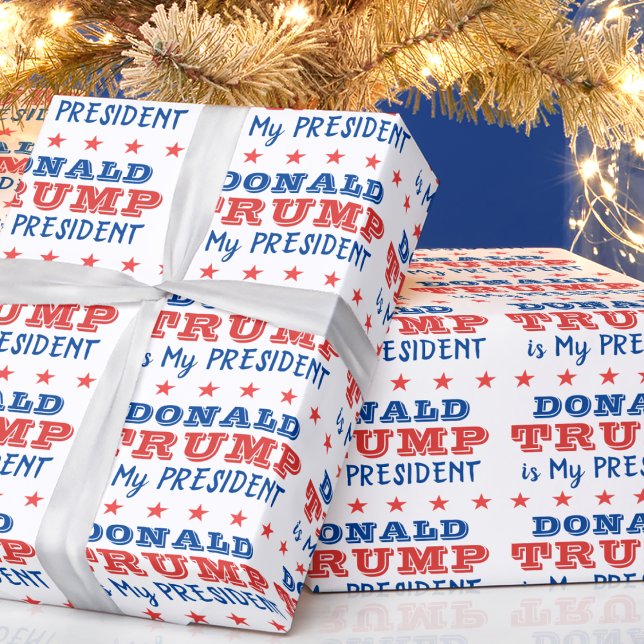 Donald TRUMP är Min president Wrapping Papper Presentpapper (in-situ depiction of wrapping paper)