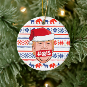 DONALD TRUMP Arg jul Julgransprydnad Keramik