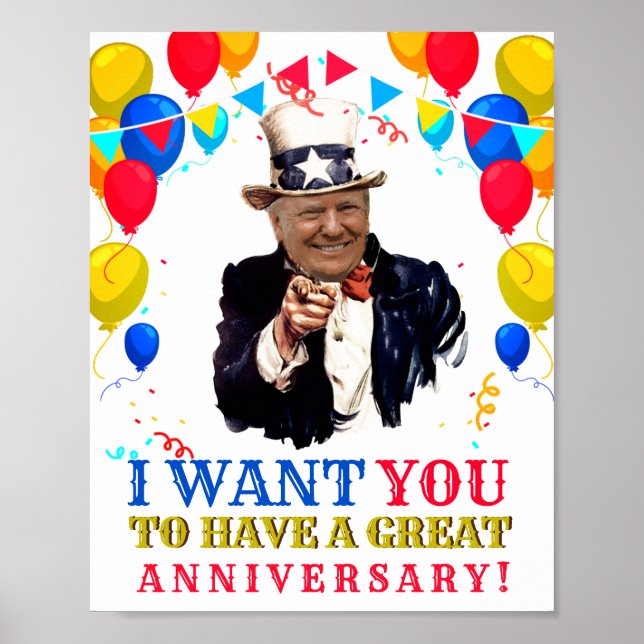 Donald Trump-årsdagen Firande Balloons Poster (Framsidan)