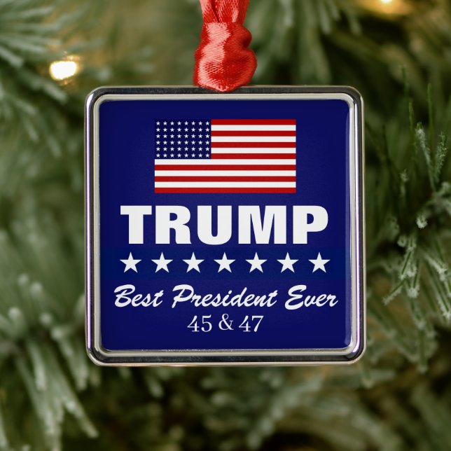 DONALD TRUMP BEST PRESIDENT EVER CHRISTMAS JULGRANSPRYDNAD METALL (Träd)