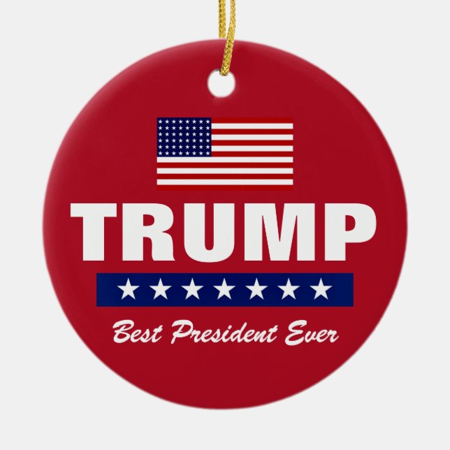 DONALD TRUMP BEST PRESIDENT NER CHRISTMAS JULGRANSPRYDNAD KERAMIK (Framsidan)