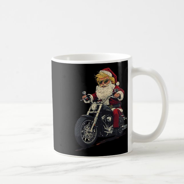 Donald Trump-Bikerna i jultomten Motorcykel Funny  Kaffemugg (Höger)
