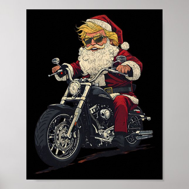 Donald Trump-Bikerna i jultomten Motorcykel Funny  Poster (Framsidan)