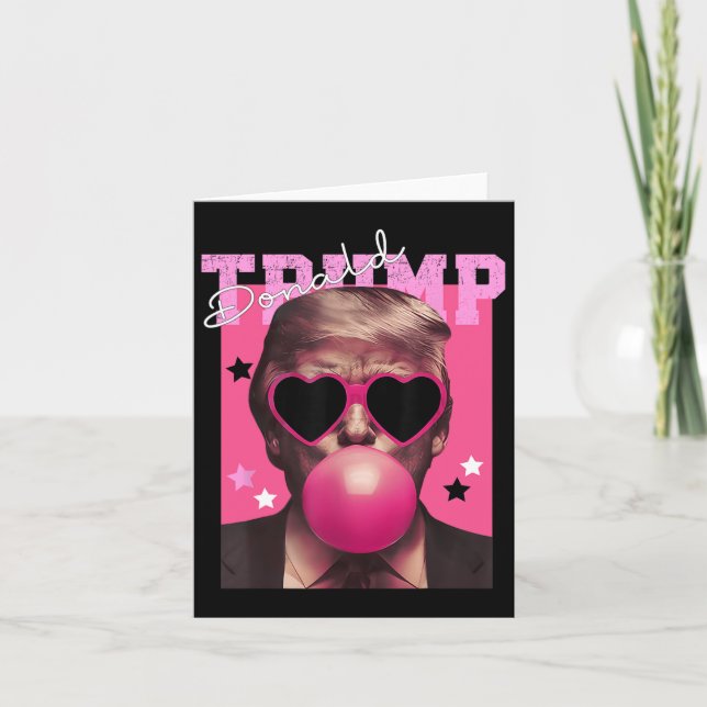 Donald Trump Blowing Bubble Gum Rosa Sungles Trump Kort (Framsida)