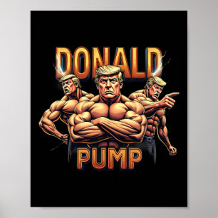 Donald Trump Bodybuilding Roligt Gym Meme Humor Poster