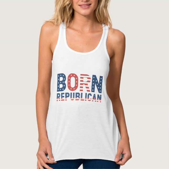 Donald Trump "Born Republican" Linne Med Racerback (Framsida)
