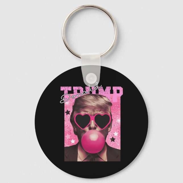 Donald Trump Bubble Gum Rosa Solglasögon Nyckelring (Framsida)