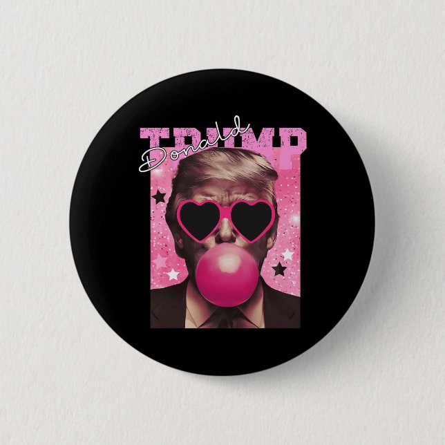 Donald Trump Bubble Gum Rosa Sungles Knapp (Framsida)