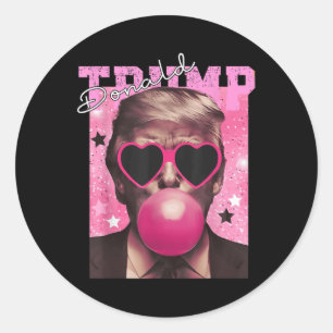 Donald Trump Bubble Gum Rosa Sungles Runt Klistermärke