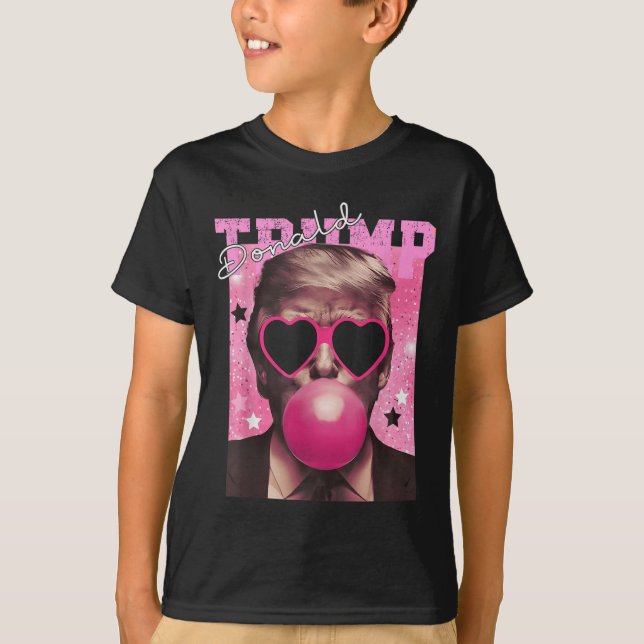 Donald Trump Bubble Gum Rosa Sungles T Shirt (Framsida)