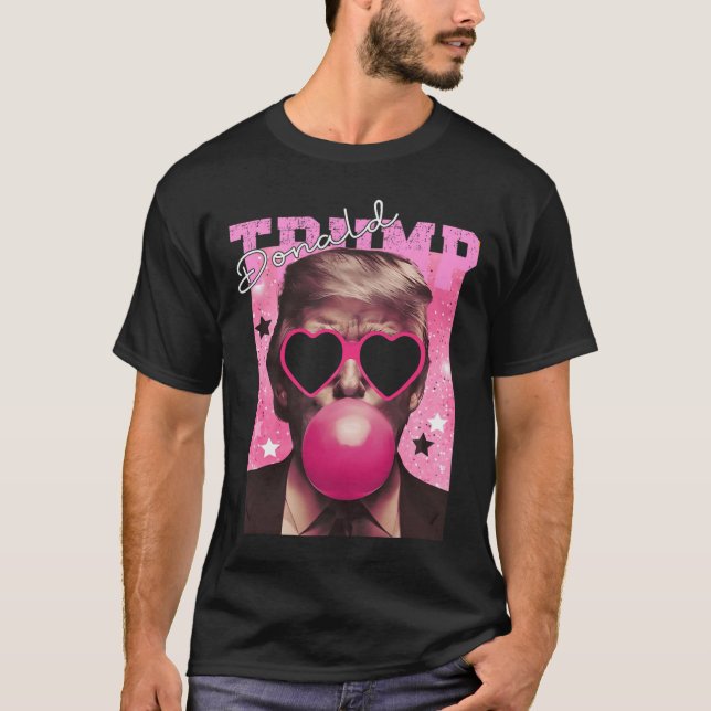 Donald Trump Bubble Gum Rosa Sungles T Shirt (Framsida)