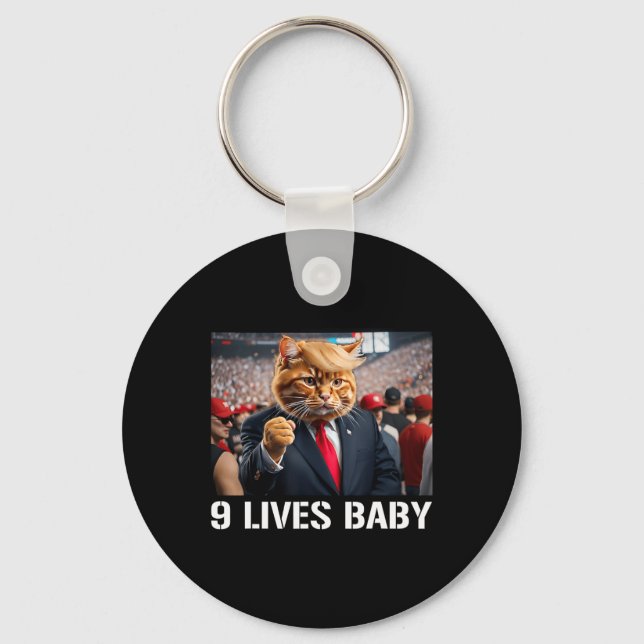Donald Trump Cat Nine Lives Baby Nyckelring (Framsida)