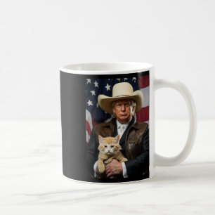 Donald Trump Cat Shirt Cowboy American Flagga Funn Kaffemugg
