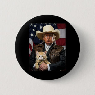 Donald Trump Cat Shirt Cowboy American Flagga Funn Knapp